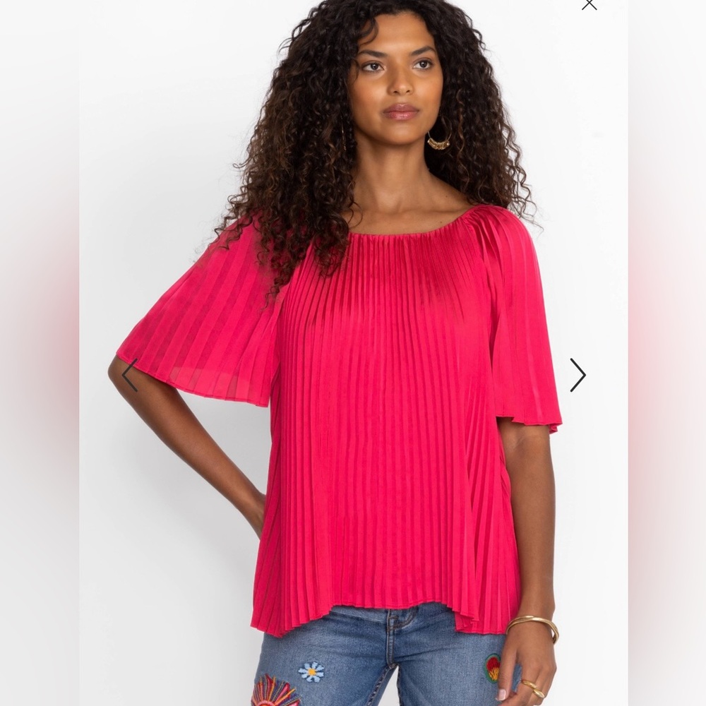 NWT Johnny Was Georgina Pleated Blouse. Lined. Size Small.